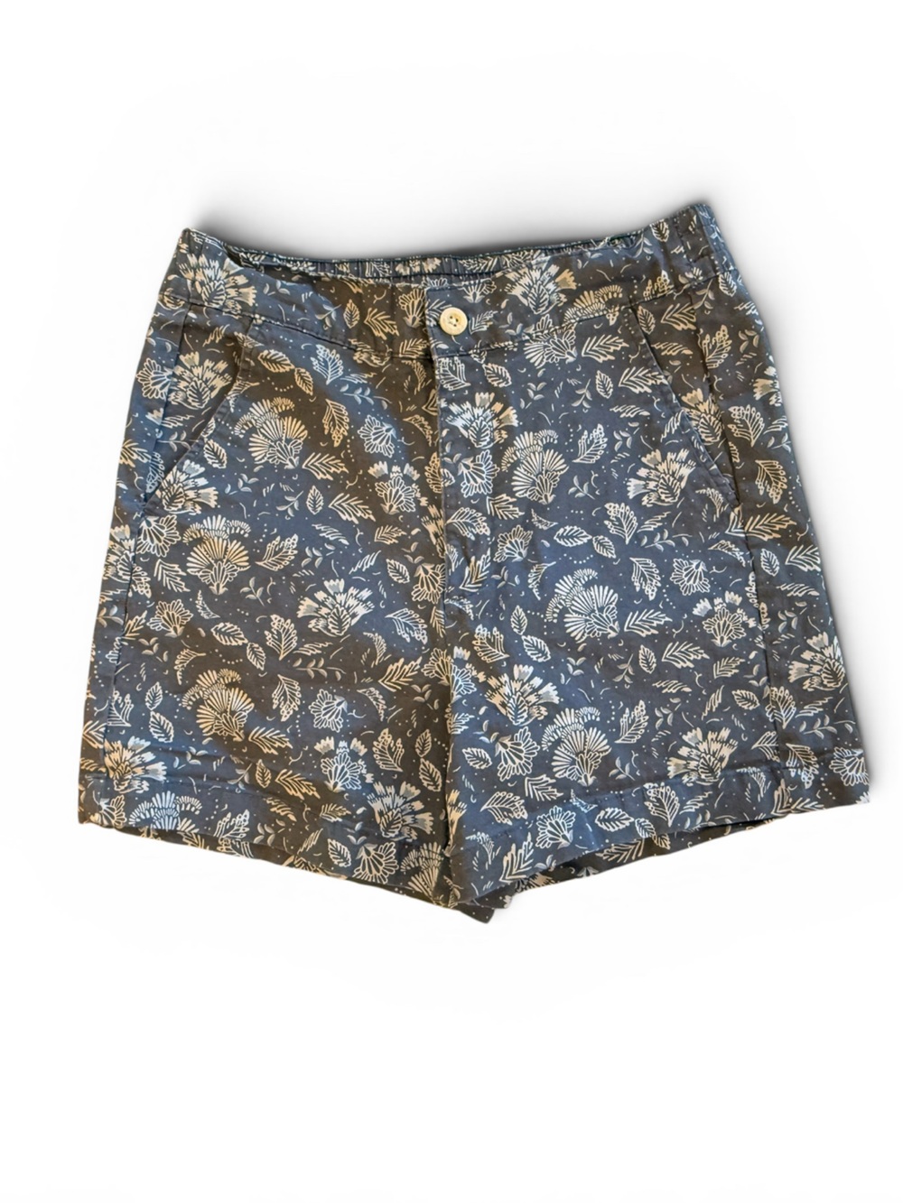 Jachs Girlfriend New York Blue Off White Cream Floral Shorts Medium